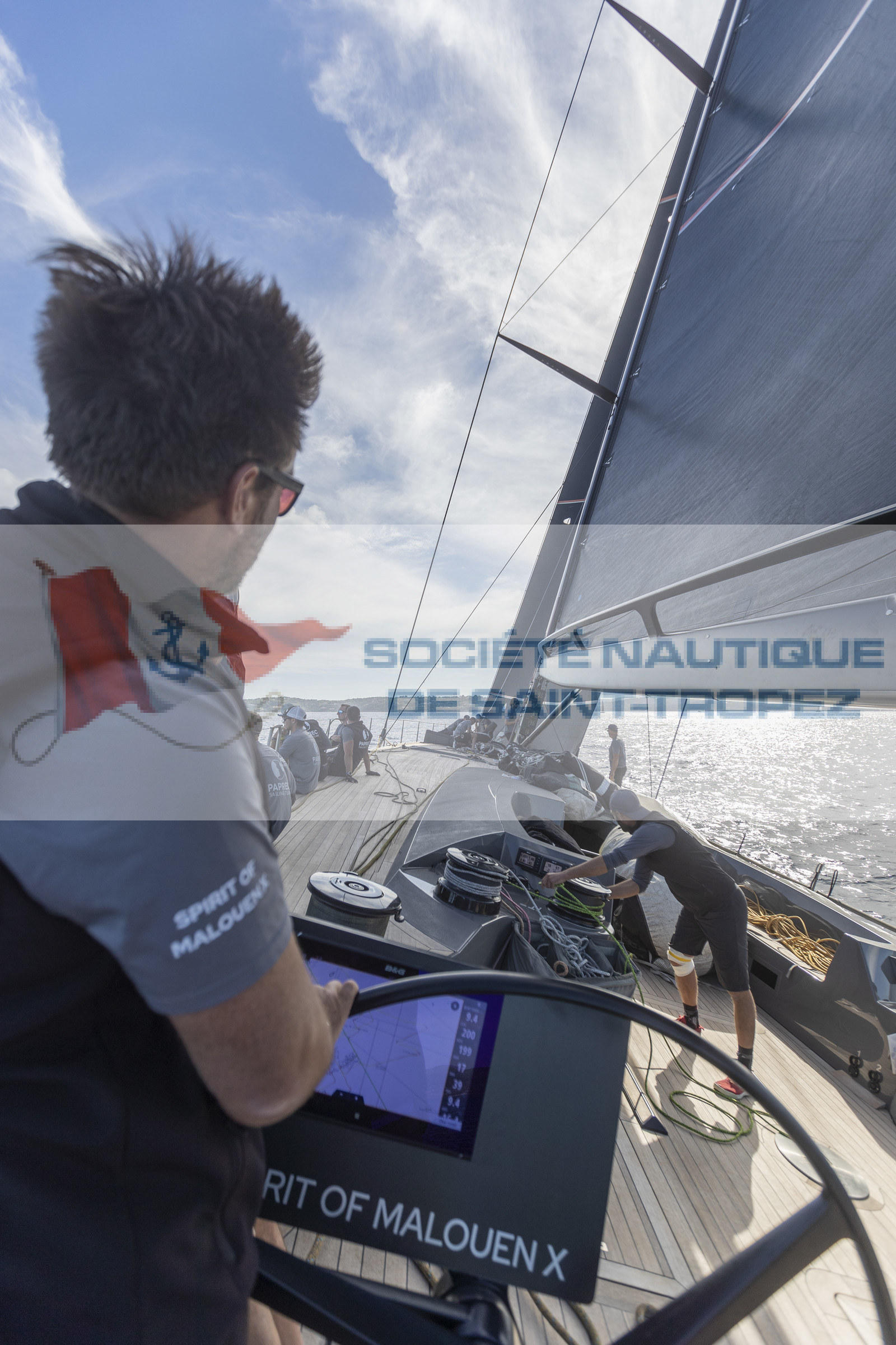03 10 2022, Saint-Tropez (FRA,83), Voiles de Saint-Tropez 2022,  entraînement des maxis, A bord de Sipirit of Malouen X
