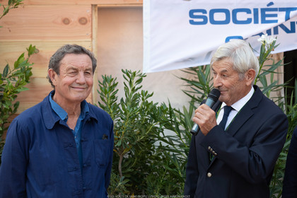 26 09 2021, Saint-Tropez (FRA,83, Voiles de Saint-Tropez 2021, inauguration du village, Ptrice de Colmont (fondateur de la Nioulargue), Pierre Roinson (Pdt SNST)