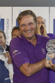 7 10 2018 Saint-Tropez (FRA,83), LEs Voiles de Saint-Tropez 2018, jour 8, prize giving, Kostia Belkin (Viola owner)